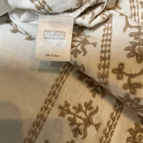 Pure Jill Embroidered Buttoned V Neck Tee White Multi Floral Print Cotton PL - Picture 8 of 10